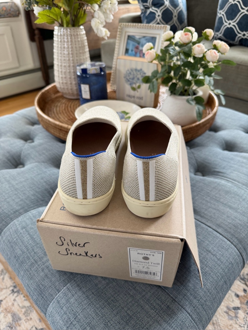 EUC!  ROTHY'S Diamond Twill Slip On Sneaker ~ Women's Size 7.5 - Picture 4 of 5